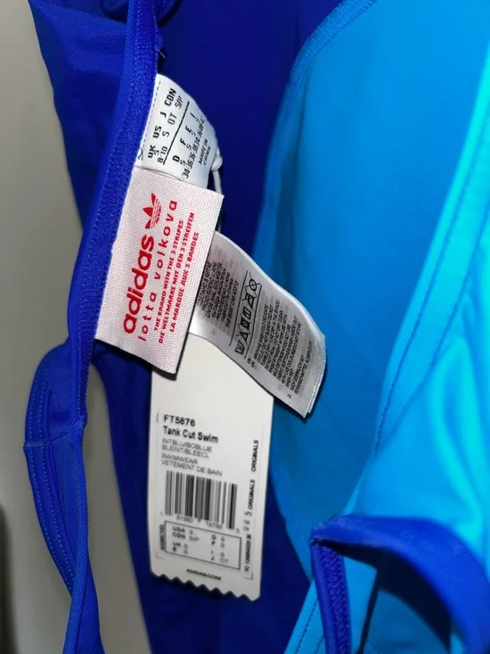 Adidas x Lotta Volkova Blue Two-Tone High-Neck One-Piece Swimsuit - S - NWT - Picture 10 of 12